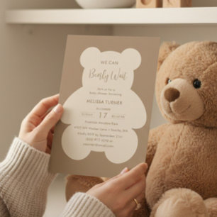 Vi kan knappt vänta Teddybjörn Bebis Babyshower Inbjudningar