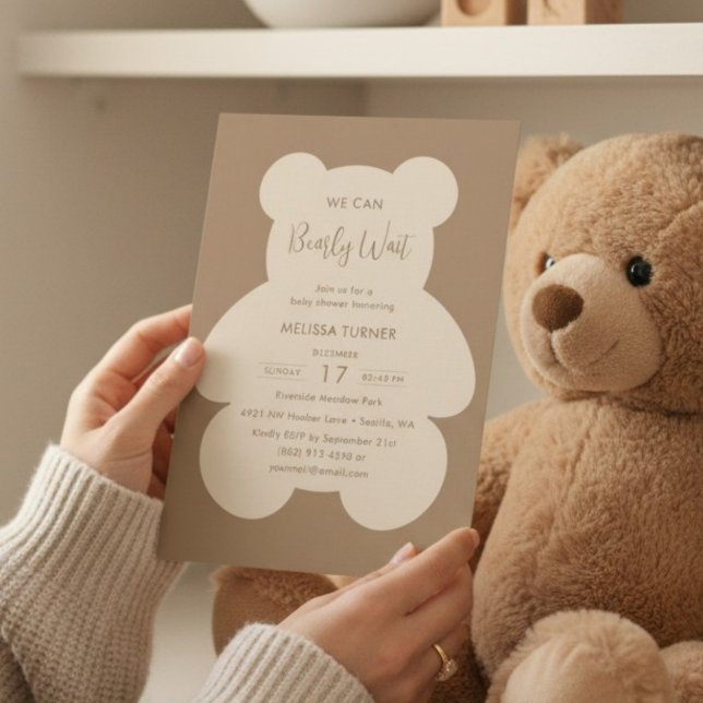 Vi kan knappt vänta Teddybjörn Bebis Babyshower Inbjudningar (Skapare uppladdad)