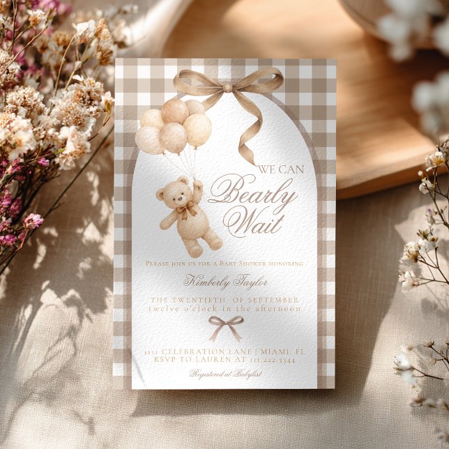 Vi kan knappt vänta Teddybjörn Bebis-babyshower Inbjudningar (Skapare uppladdad)