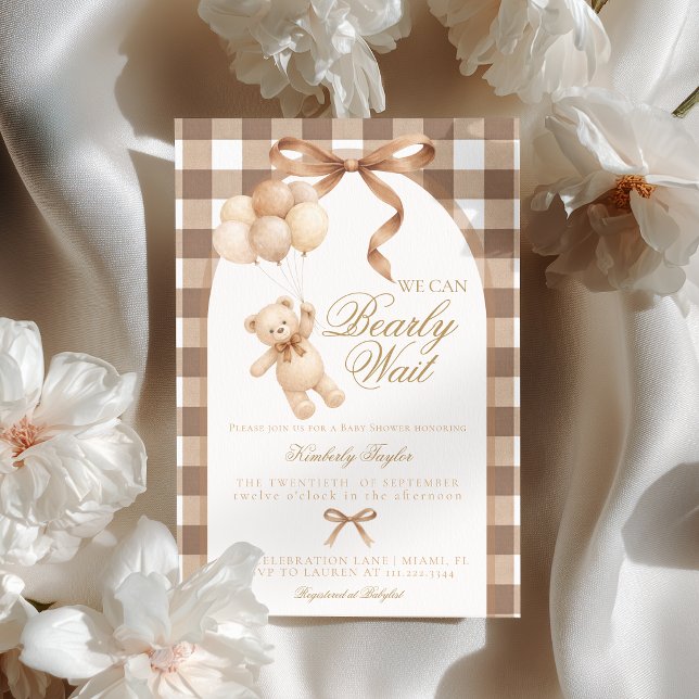 Vi kan knappt vänta Teddybjörn Bebis-babyshower Inbjudningar (Skapare uppladdad)