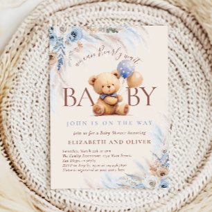 Vi kan knappt vänta Teddybjörn Bebis-babyshower Inbjudningar