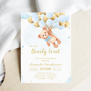 Vi kan knappt vänta Teddybjörn Bebis-babyshower Inbjudningar