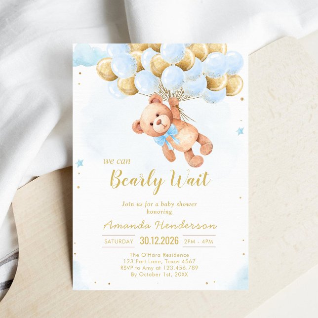 Vi kan knappt vänta Teddybjörn Bebis-babyshower Inbjudningar (Skapare uppladdad)