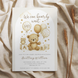 Vi kan knappt vänta Teddybjörn Bebis Babyshower Inbjudningar