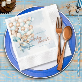 Vi kan knappt vänta Teddybjörn Bebis-babyshower Pappersservett