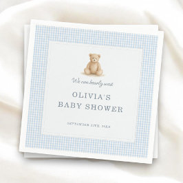 Vi kan knappt vänta Teddybjörn Bebis Babyshowerfes Pappersservett