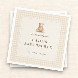 Vi kan knappt vänta Teddybjörn Bebis Babyshowerfes Pappersservett