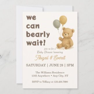 Vi kan knappt vänta Teddybjörn Bebis Shower Inbjudningar