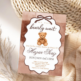 Vi kan knappt vänta Teddybjörn Bebis Shower Inbjudningar
