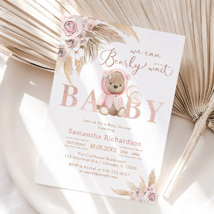Vi kan knappt vänta Teddybjörn Bebis Shower Inbjudningar