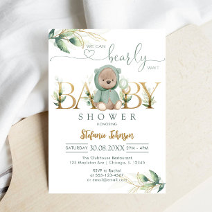 Vi kan knappt vänta Teddybjörn Bebis Shower Inbjudningar