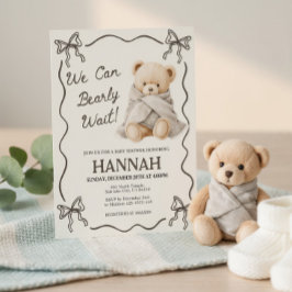 Vi kan knappt vänta, Teddybjörn Bebis Shower Inbjudningar
