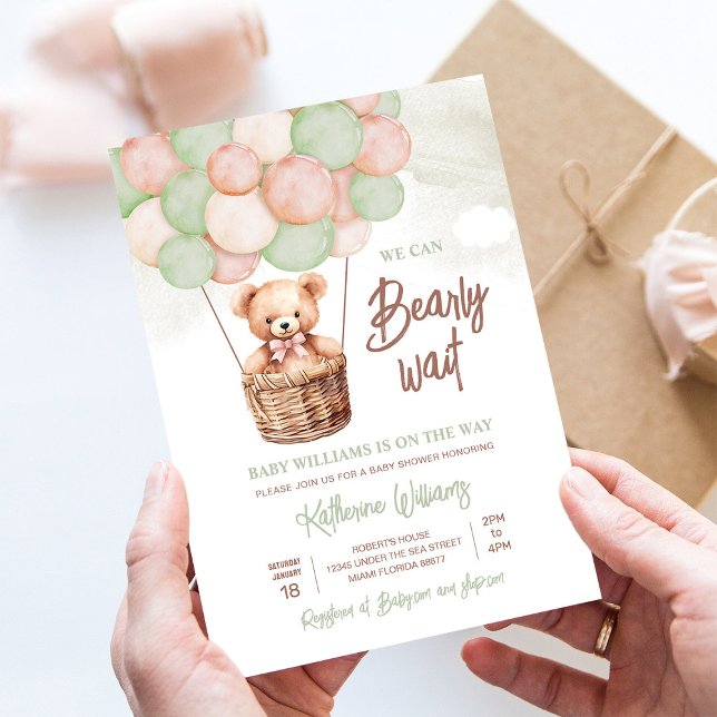 Vi kan knappt vänta Teddybjörn Bebis Shower Inbjudningar (Skapare uppladdad)