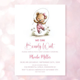 Vi kan knappt vänta Teddybjörn bebisfest Inbjudningar