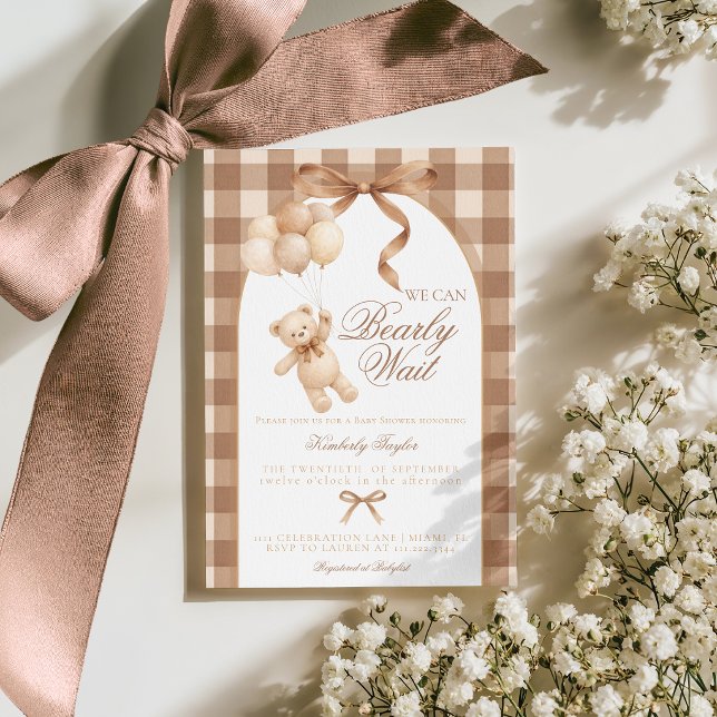 Vi kan knappt vänta Teddybjörn bebisshower Inbjudningar (Skapare uppladdad)