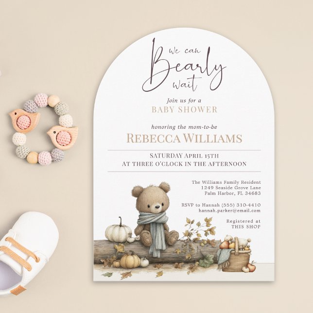 Vi kan knappt vänta Teddybjörn Höst Bebis Shower Inbjudningar (Skapare uppladdad)