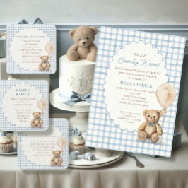 Vi kan knappt vänta Teddybjörn Pojke Baby Shower Inbjudningar