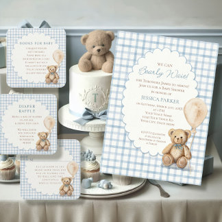 Vi kan knappt vänta Teddybjörn Pojke Baby Shower Inbjudningar
