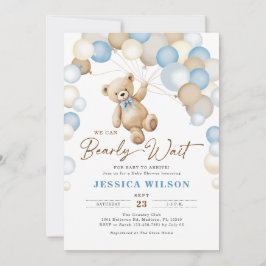 Vi kan knappt vänta Teddybjörn Pojke Babyshower Inbjudningar