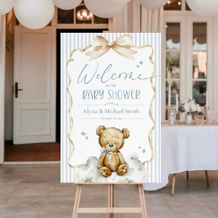 Vi kan knappt vänta Teddybjörn Pojke Shower Välkom Poster