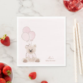Vi kan knappt vänta Teddybjörn Rosa Bebisens Först Pappersservett