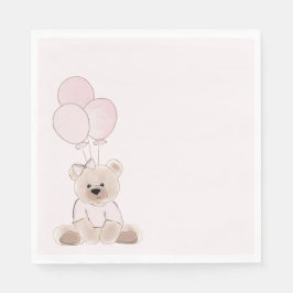 Vi kan knappt vänta Teddybjörn Rosa Bebisens Först Pappersservett
