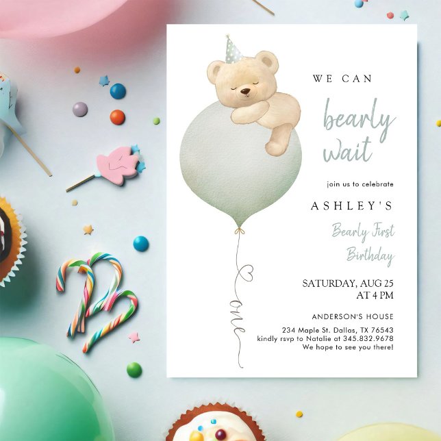 Vi kan knappt vänta Teddybjörnens födelsedagsinbju Inbjudningar (Skapare uppladdad)