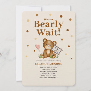 Vi kan knappt vänta tjej baby shower inbjudningar