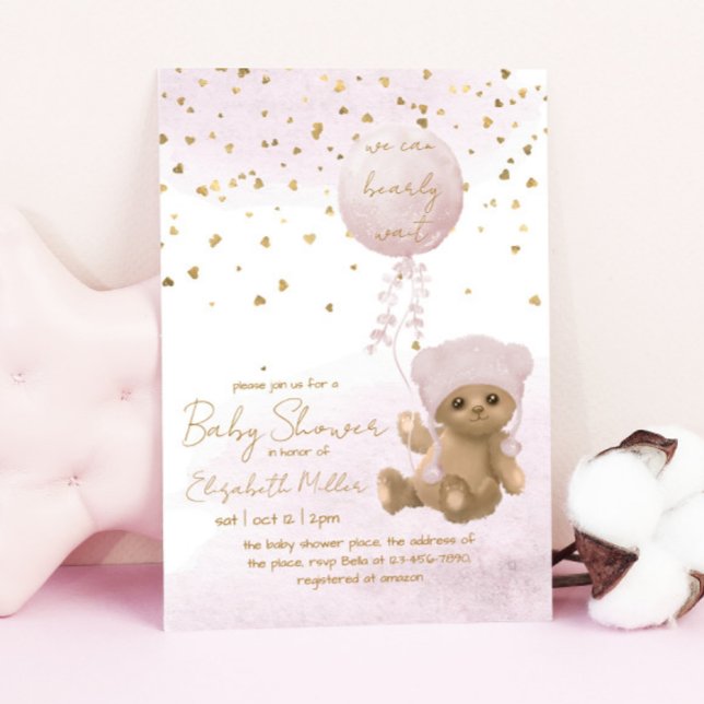Vi kan knappt vänta tjej baby shower inbjudningar (Skapare uppladdad)