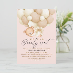 Vi kan knappt vänta tjej baby shower inbjudningar