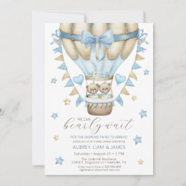 Vi kan knappt vänta Tvillingpojke Baby Shower Inbjudningar
