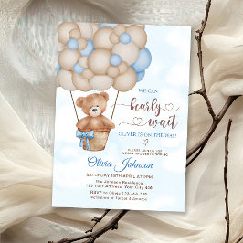 Vi kan knappt vänta varmluftsballong baby shower inbjudningar