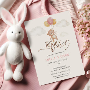 Vi kan knappt vänta Vattenfärg Babyflicka Babyshow Inbjudningar