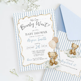 Vi kan knappt vänta Vattenfärg Björn Pojke Bebis S Inbjudningar