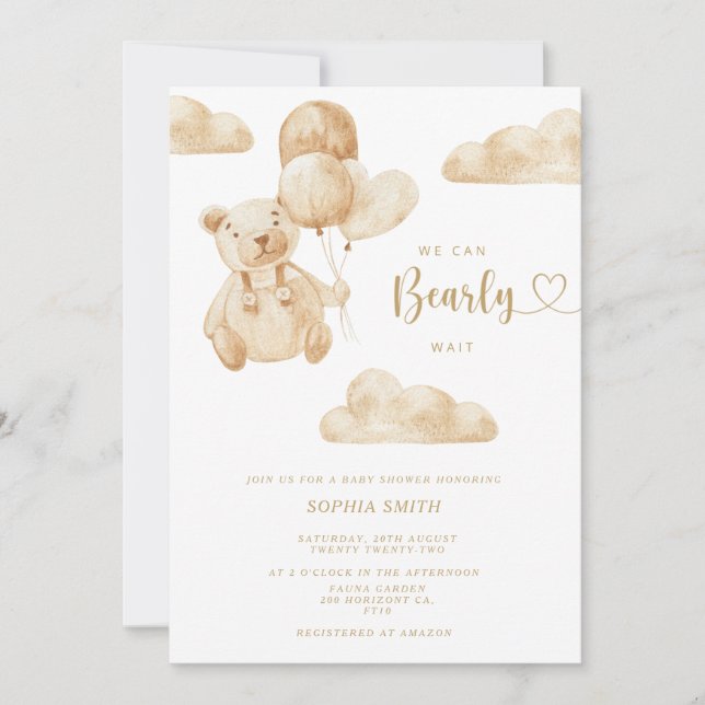 Vi Kan Nästan Inte Vänta Könsneutrala Babyshower Inbjudningar (Framsida)
