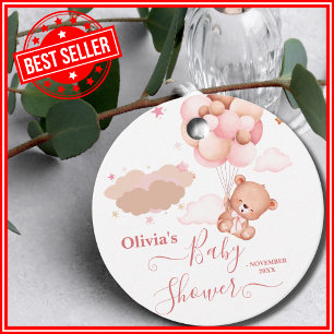Vi Kan Nästan Inte Vänta Rosa Flickbarnsbarnskväll Gåvor Etiketter