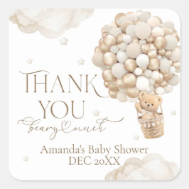 Vi kan nästan vänta på en neutral babydusch för kö fyrkantigt klistermärke