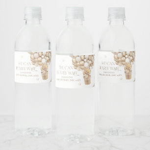 Vi kan nästan vänta på en neutral babydusch för kö vattenflaskor etikett