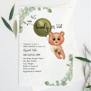 Vi kan ringa (knappt) vänta på Nalle Baby Shower Inbjudningar