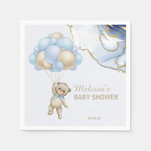 Vi kan vänta abstrakt blue guld anpassningsbar pappersservett (Framsidan)