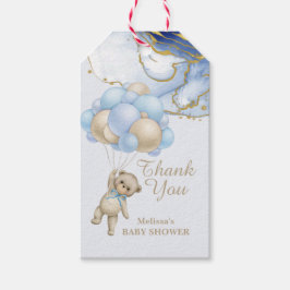 Vi kan vänta abstrakt blue guld tack. presentetikett