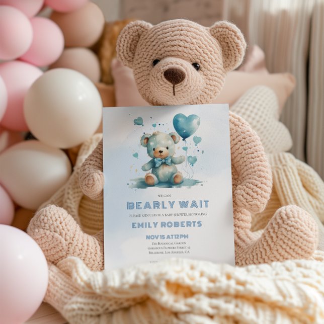 Vi kan vänta Baby blue Nalle Tack Kort (Skapare uppladdad)