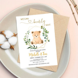 Vi kan vänta! Bear Baby Shower Inbjudningar