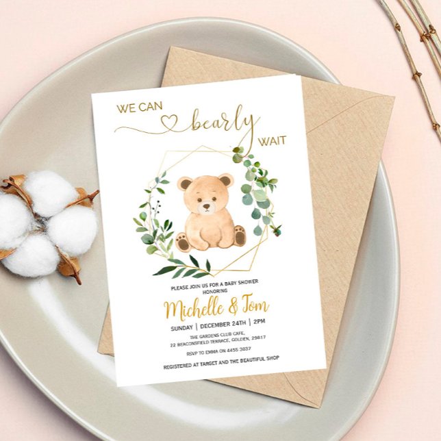 Vi kan vänta! Bear Baby Shower Inbjudningar (Skapare uppladdad)