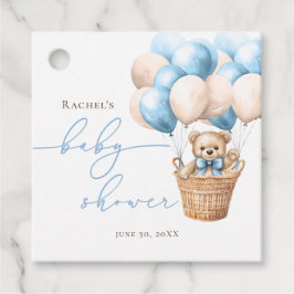 Vi kan vänta | Bear Balloon Blue Baby Shower Gåvor Etiketter