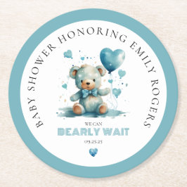 Vi kan vänta blått Nalle Underlägg Papper Rund