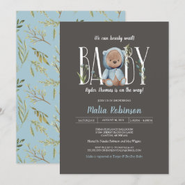 Vi kan vänta! Boy Blue Nalle Shower Inbjudningar