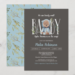 Vi kan vänta! Boy Blue Nalle Shower Inbjudningar