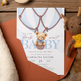 Vi kan vänta! Boy Nalle Baby Shower Inbjudningar