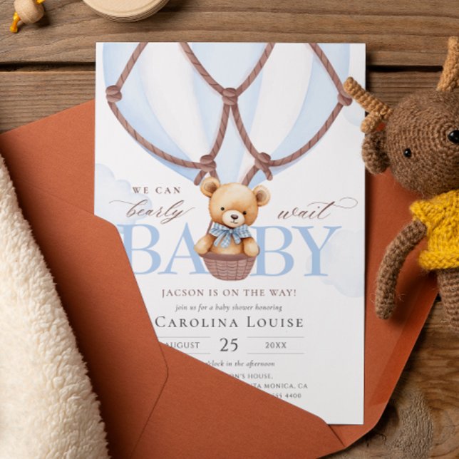 Vi kan vänta! Boy Nalle Baby Shower Inbjudningar (Skapare uppladdad)